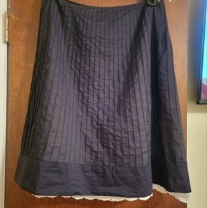 Ann Taylor Black Pintuck Skirt 8 Cream Lace